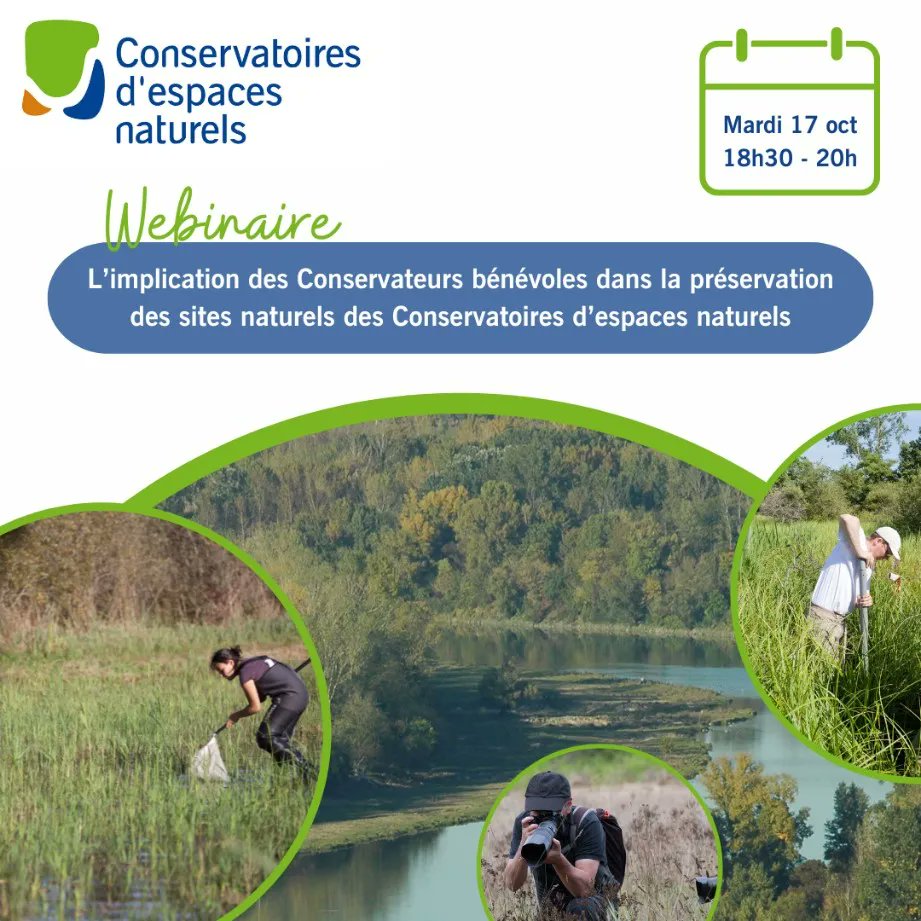 Mardi 17 oct. (18h30-20h) - 1er webinaire « L’implication des Conservateurs bénévoles dans la préservat° des sites naturels » du <a href="/RESEAU_CEN/">le réseau nature CEN</a>. Temps d’échanges, présentations naturalistes &amp; retours d’expérience de Conservateurs bénévoles. Contacter votre CEN pour en savoir +