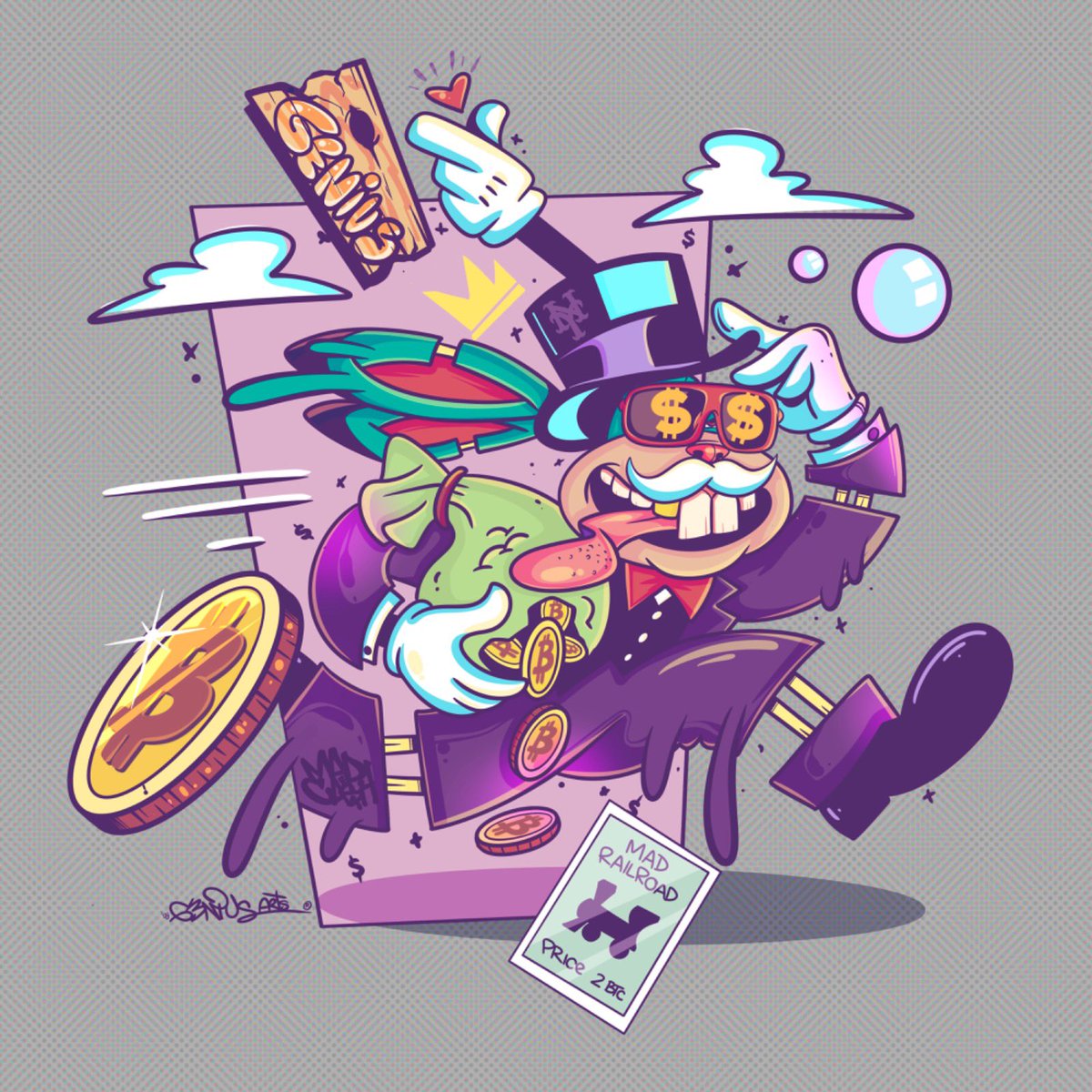 ElRealGenius's tweet photo. Mad Cash… created by @ElRealGenius #madharesociety #bitcoin  #Genius #madcash #MadRailRoad ALL RIGHTS RESERVED®️™️ geniusarts https://t.co/ABl04glmIL
