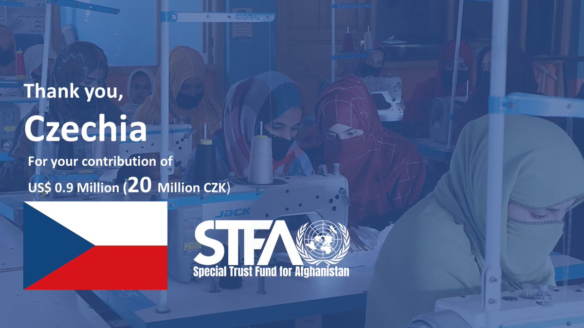 UN_STFA's tweet photo. Děkuji,#Czechia🇨🇿!
Thank you @CzechMFA 🇨🇿 for your 3rd generous contribution to #STFA🙏. It enables @unafghanistantowards imp. of UNSFA & its priority areas - women empowerment, climate change, & durable solutions for IDPs🤝with UNAFPs.
#UNSFA #DeliveringAsOne #DurableSolutions https://t.co/1fnuEZC60a