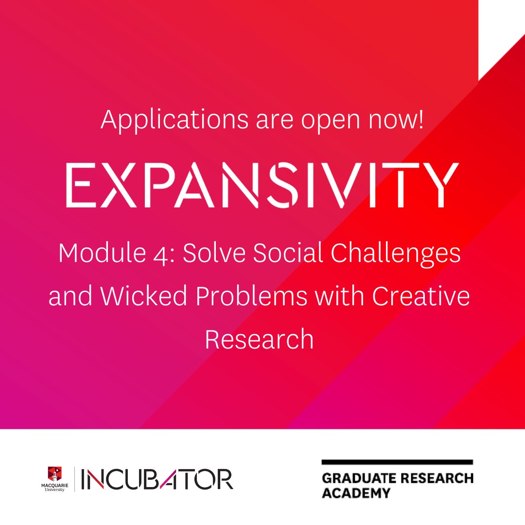 Don't miss out on our final Expansivity module of the year! 💥

This module will look at wicked problems, socio-technical change, and how we can use #creativeresearch to tackle these issues.

Apply for module 4 via the link in our bio!

#research #graduateresearch #innovation