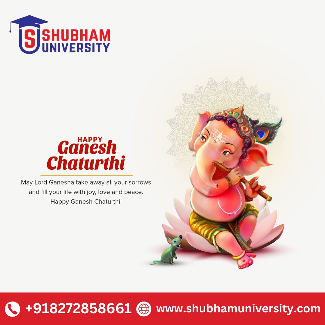 ShubhamUnivers's tweet photo. 🙏🐘✨ Wishing you a joyous and auspicious Ganesh Chaturthi from Shubham University, Bhopal! 🌟🕉️Happy Ganesh Chaturthi! 🙏
#ganeshutsav #ganeshutsav2023 #ganpati #ganpatibappamorya#viral #ganeshchaturthi #india #Bharat #shubhmuniversity #bhopal #university #education  #admission https://t.co/HIjmlBlKiO