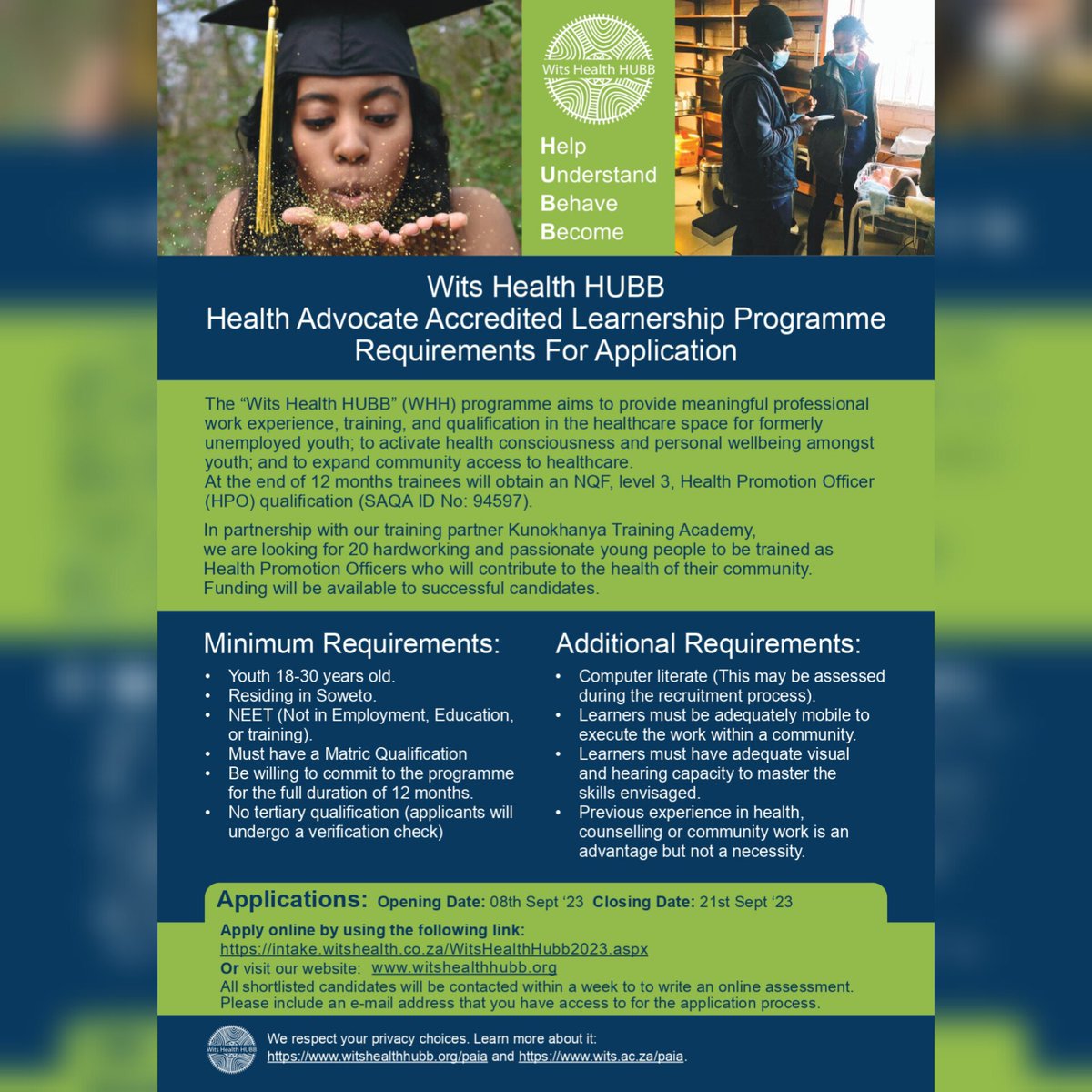 Still haven't applied? Here is your chance to apply! 

intake.witshealth.co.za/WitsHealthHubb…