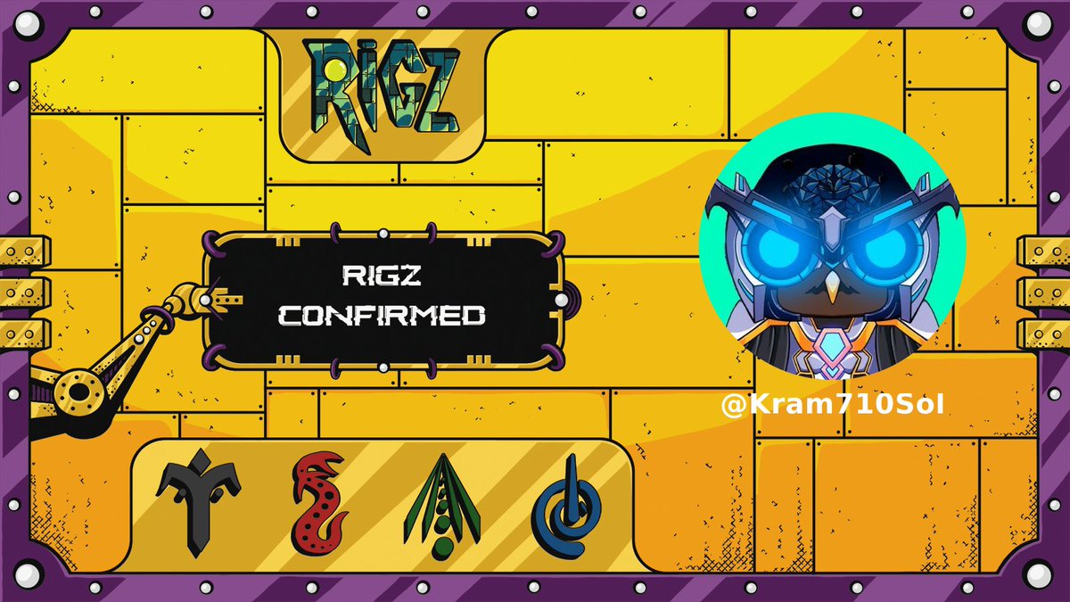 RIGZCONFIRMED's tweet image. RIGZ confirmed @RIGZNFTs 🎫
  
Welcome @Kram710Sol 🤖
  
#RIGZCONFIRMED
