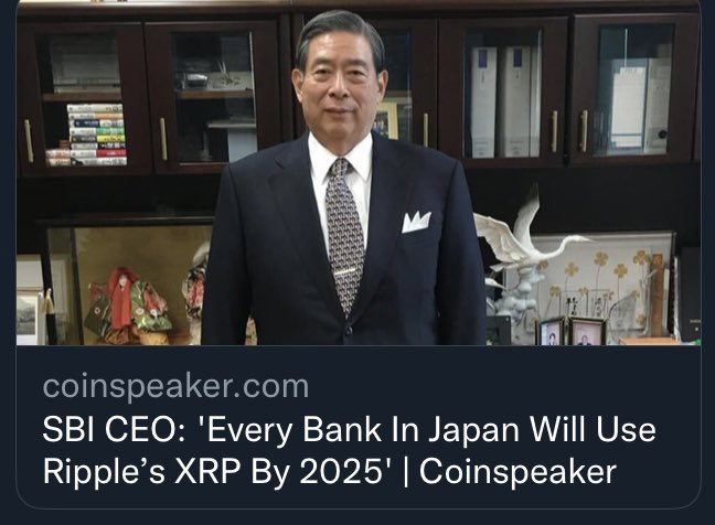 25hoursawake's tweet photo. 🚨🚨🚨BOOOOOOOOOOM🚨🚨🚨
"EVERY BANK IN JAPAN WILL USE #RIPPLE'S #XRP BY 2025" SAYS CEO OF LARGEST BANK IN JAPAN!! https://t.co/yC6Fppkp2r