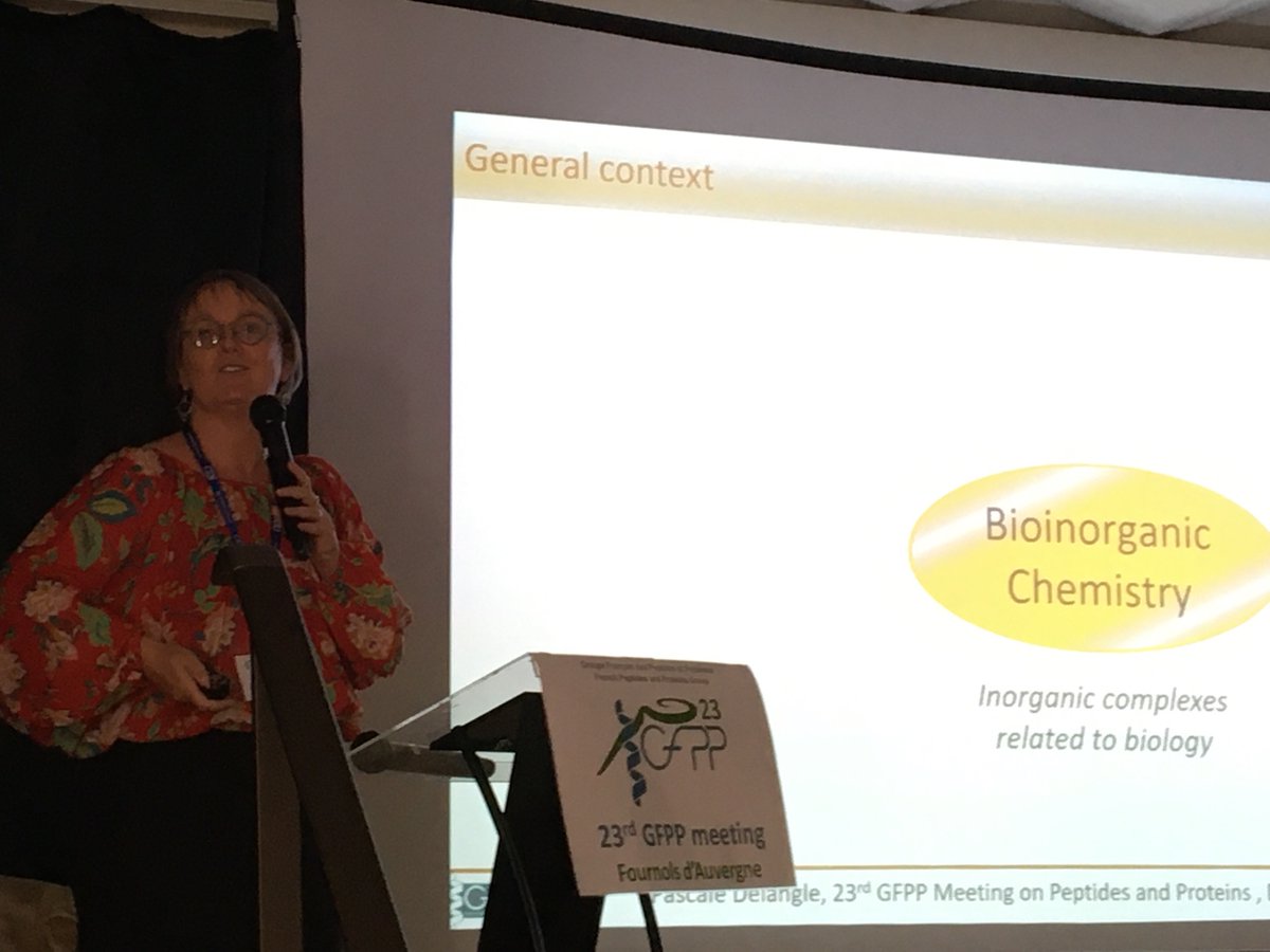 Great talk from Pascale Delangle #UniversityGrenobleAlpes on Peptide design approach to mimic métal binding sites in Biology #GFPP