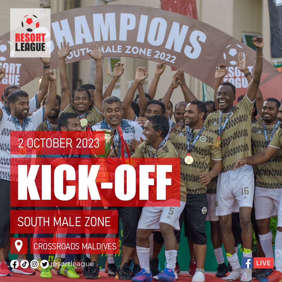 resortleague's tweet photo. Resort League 2023 South Male Zone - kick-off: 02 October 2023
Watch all the games LIVE on our FB page
.
#RL23 #resortleague #resortleague2023 #IAC #CharityPartner #BMLislamic #EHEE #tripverin #fahipay #matcon #marinemaster @OoredooMaldives https://t.co/mWk79BYK8Q