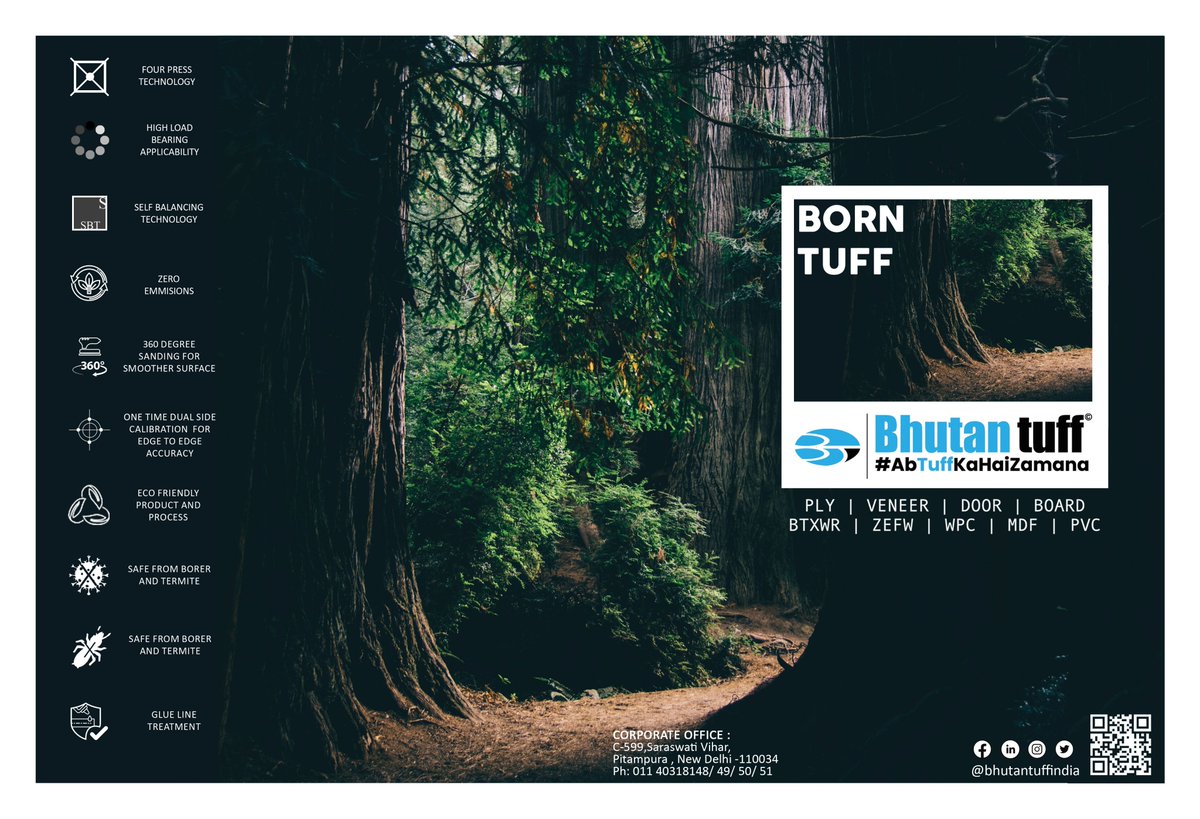 Bhutan Tuff
PLY | VENEER | BOARD | DOOR | WPC
Four Press Technology
High Load Bearing Applicability
Self Balance Technology
Zero Emissions
Glue Line Treatment
Safe From Borer and Terminte
#AbTuffKaHaiZamana #bhutantuff #bhutantuffply #ply #veneer #boad