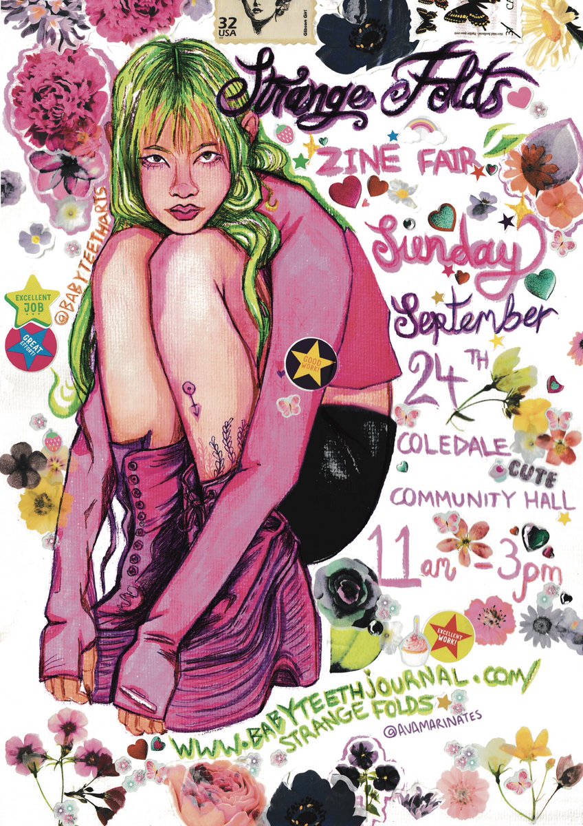 Running a zine fair with <a href="/BabyTeethArts/">Baby Teeth Journal</a> this Sunday! Be there and have a good, fun time or stay home to make me feel the sharp sting of failure! 

babyteethjournal.com/strangefolds