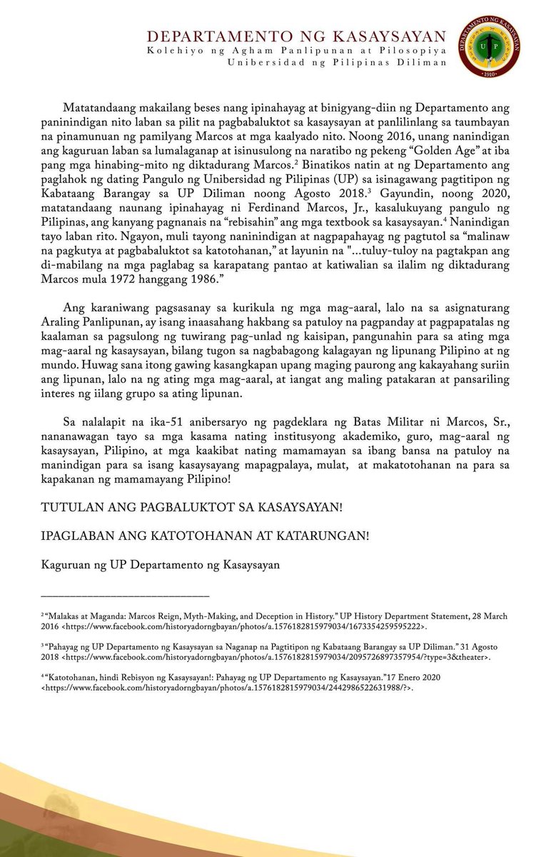 UP Department of History tweet media