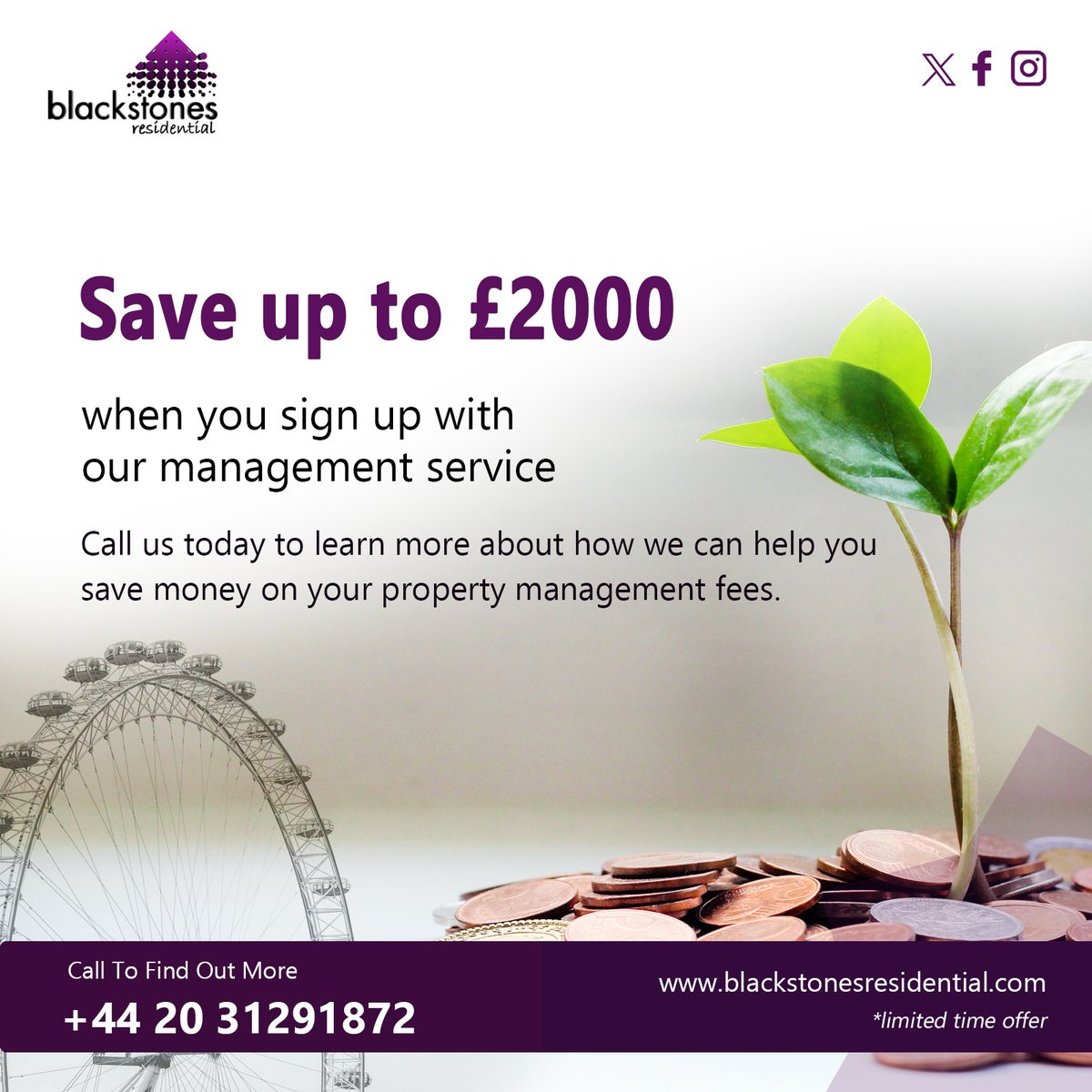 BlackstonesRes1's tweet photo. Our property management service can save you £2000
To take advantage of this offer, simply call us on 020 31291872 or visit our https://t.co/JkdW5KtJBz today.
#PropertyManagement #savemoney #propertyexpert #Londonliving #propertymanagement #LondonPropertyManagement https://t.co/cFhQWGZRBq