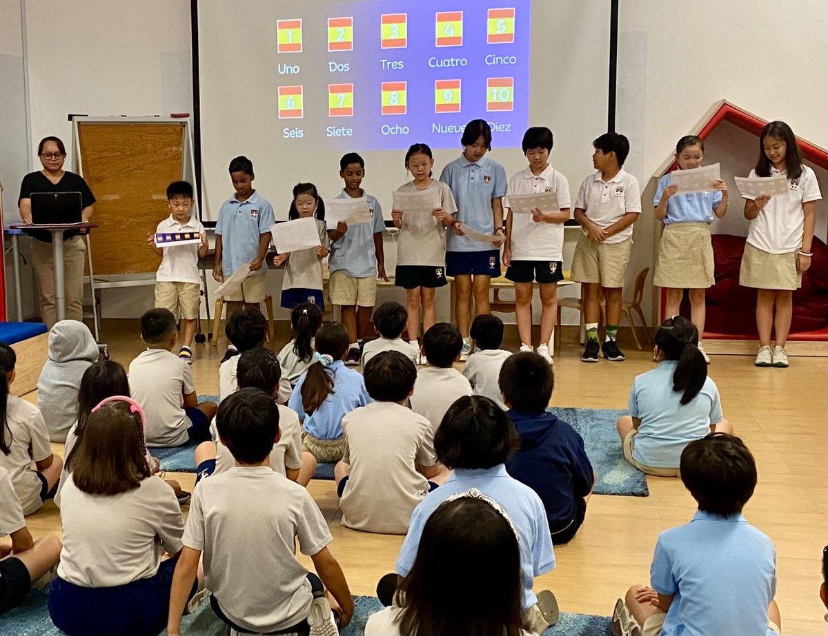 StShattuck's tweet photo. During our Lower School Community meeting, the ECA choir, led by Miss Cynthia, sang “Uno Dos Tres”

#SSMFC #internationalschooljohor #internationalschoolmalaysia #forestcity #shattuckeducation #studentcentered #ECA #ECAchoir #communitymeeting https://t.co/BU9uxPgEut