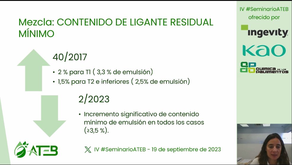ATEB (@ateb_es) on Twitter photo IV #SeminarioATEB Ahora <a href="/MarSubarroca/">Mar Subarroca</a> está explicando las novedades que ha supuesto la OC 2/2023 en la técnica de reutilización in situ con emulsión. Una técnica con un gran futuro por delante. IV #SeminarioATEB Ahora <a href="/MarSubarroca/">Mar Subarroca</a> está explicando las novedades que ha supuesto la OC 2/2023 en la técnica de reutilización in situ con emulsión. Una técnica con un gran futuro por delante.