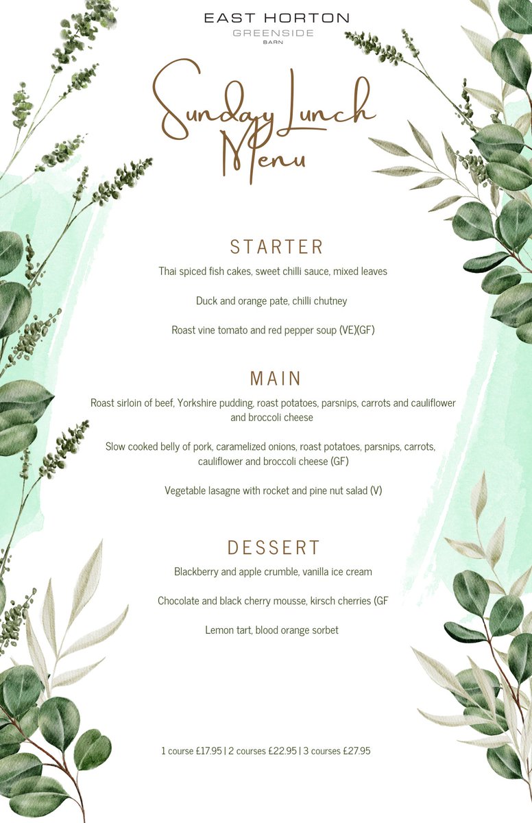 Do you have any plans this Sunday lunch time? Now the weather is turning colder, why don't you head down to East Horton for one of our Sunday lunches! ⛳️

Here is this Sunday's menu! Call us to book a table so you don't miss out🍽️
☎️ 023 8060 2111

#golfcourse #clubhouse #golfer