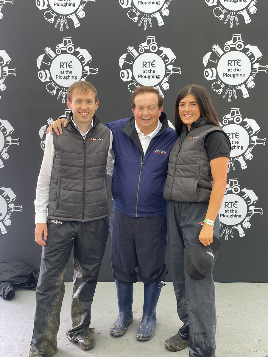 MunsterBovine's tweet photo. FarmOps team queuing early to meet Marty Morrissey before the crowds roll in! #FarmOps #MartyParty #Ploughing23 https://t.co/68GmLdusQd