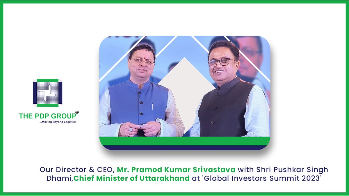 Our Director &amp; CEO <a href="/prasri_9/">Pramod Kr Srivastava</a> recently interacted with Shri <a href="/pushkardhami/">Pushkar Singh Dhami</a>, Hon'ble Chief Minister -Uttarakhand.

We eagerly look forward to working with government agencies to transform Indian logistics landscape.

#Global_Investors_Summit #PDPians <a href="/OfficeofDhami/">Office Of Pushkar Singh Dhami</a> <a href="/NacfsIndia/">NACFS India</a>