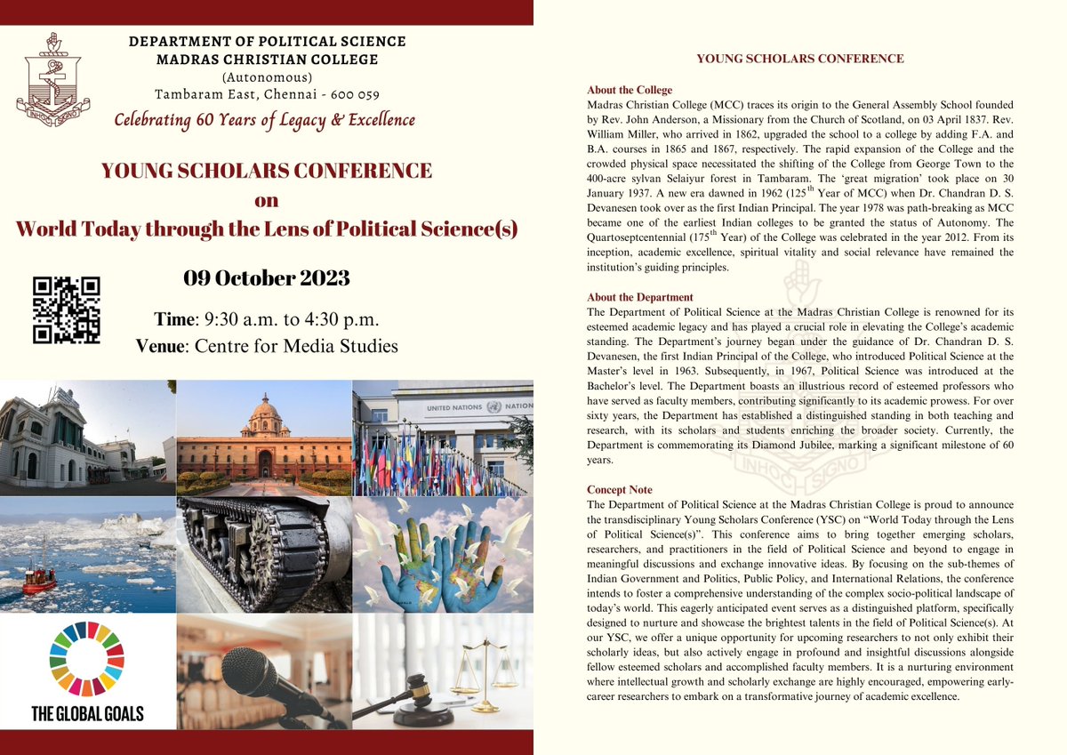 mccapolsc's tweet photo. 🌟 Exciting News! 🌟

We're thrilled to announce the 1st Edition of the transdisciplinary Young Scholars Conference on "World Today through the Lens of Political Science(s)" hosted by the Department of Political Science! 🌍📚

🗓 Save the Date: October 9, 2023

👩‍🎨 : @SreejaJS02 https://t.co/63bDCiAePF