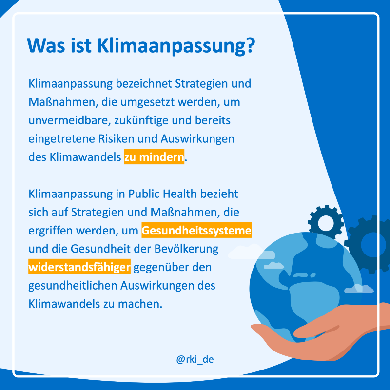 rki_de's tweet photo. Es ist #WochederKlimaanpassung

Heute ab 10 Uhr: Fachgespräch zum 2. Teil des #RKI-Sachstandsberichts "Klimawandel und Gesundheit".

Leitthemen
🔵Luftverschmutzung
🔵Allergene
🔵mentale Gesundheit

Agenda und Anmeldung
➡️ https://t.co/5J55J1FGjY

#WasIstEigentlich Klimaanpassung?