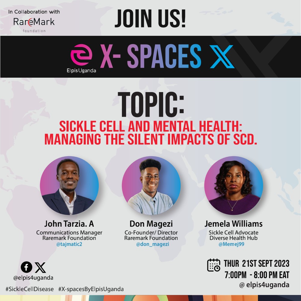 📢 HAPPENING THIS THURSDAY: Talking sickle cell disease and mental health: Managing the silent impacts of SCD. @WarriorsClub5 @sicklecell101 @WHOAFRO @uscrfuganda @SickleCellUK