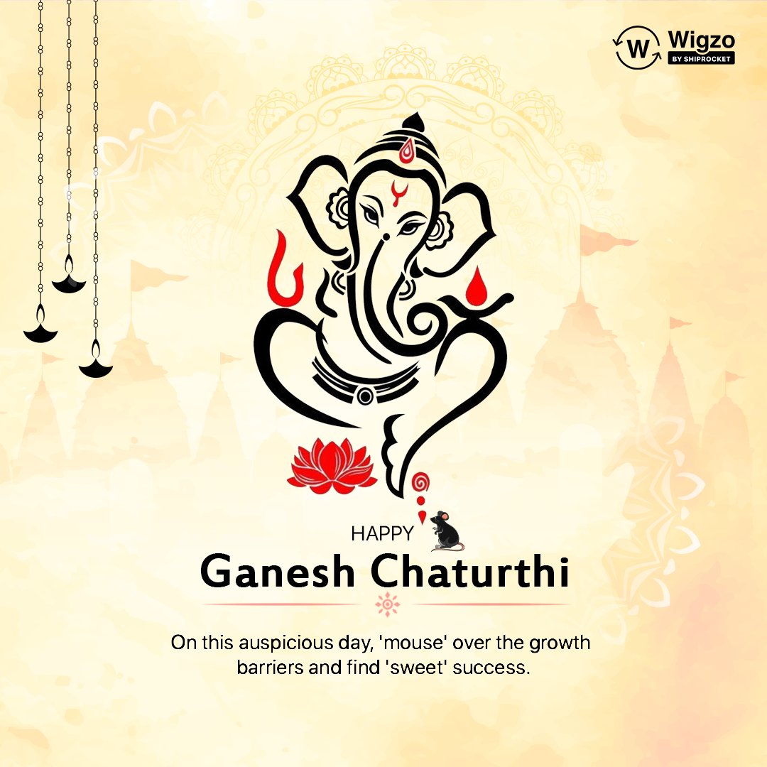 WigzoTech's tweet photo. Let's celebrate the day of wisdom, prosperity, and a trunkful of blessings! ✨

Happy Ganesh Chaturthi! 🐀

#ganeshchaturthi #wigzo https://t.co/lKLbfStRpg