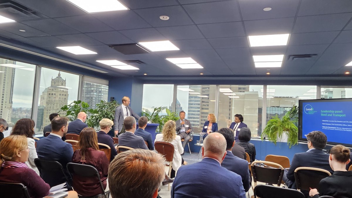 SSAB_AB's tweet photo. Our @MartinPei_SSAB and @VolvoGroup in a panel by #LeadIT at #ClimateWeekNYC:

"Value chain cooperation shows it's necessary and possible to decarbonize steel and vehicles but challenges remain. Speed and timing are important and policymakers must now ensure enabling conditions." https://t.co/Fvtmm6O4hQ