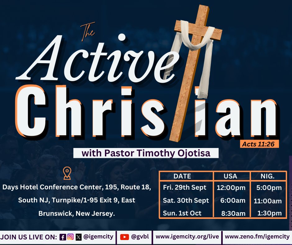 igemcity's tweet photo. God wants to empower you because you are His workmanship. Do not miss these blessings of God. Join us. #igem #activechristian #newjersey #eastbrunswick #29thsept #30thsept #IstOct https://t.co/fvhFb0gmsp