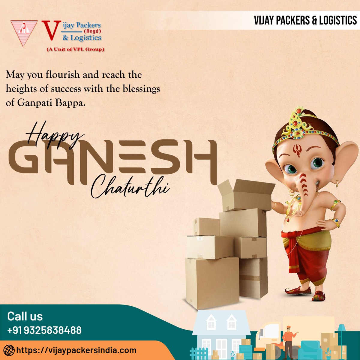packersinindia's tweet photo. This Ganesh Chaturthi, may Lord Ganesha remove all
obstacles and pave the way for smooth journeys ahead.🙏🌸

Just like Vijay Packers &amp; Logistics ensures seamless Relocation,🚛
May your path be free of hurdles. #HappyGaneshChaturthi 🌺 https://t.co/6KzJYj9mB1