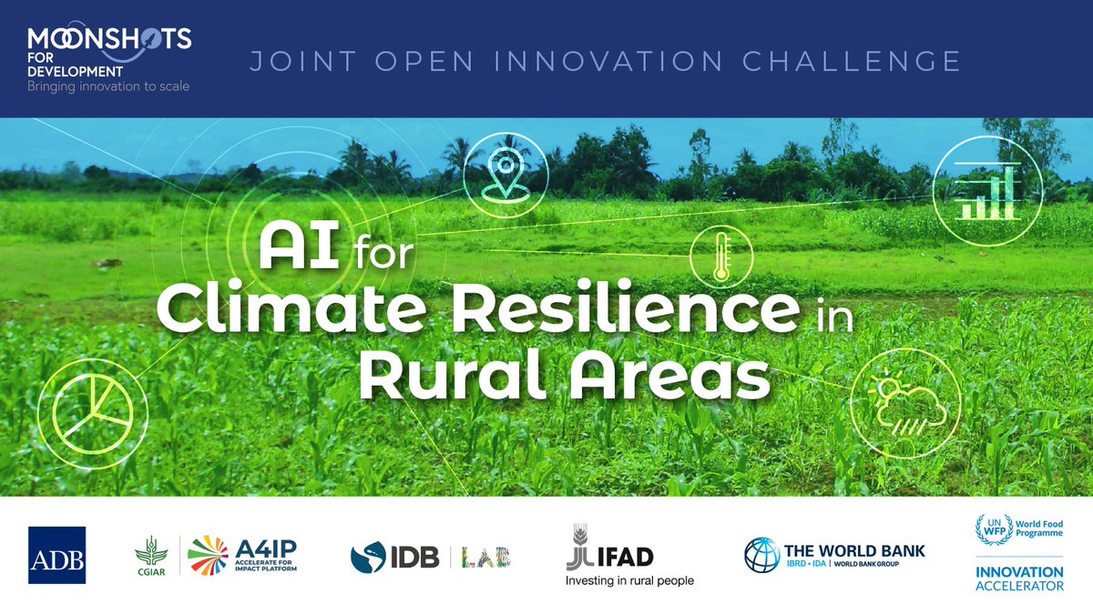 ADB_Digital's tweet photo. 📣 Call for Applications! 📣

🦾 Does your #startup or #innovation use #ArtificialIntelligence (#AI) to foster #climateresilience in rural communities for sustainable development?

Yes? then apply for the Moonshots for Development #Innovation Challenge➡️ https://t.co/8UvEKEb4WH https://t.co/YxFvBj9QWU