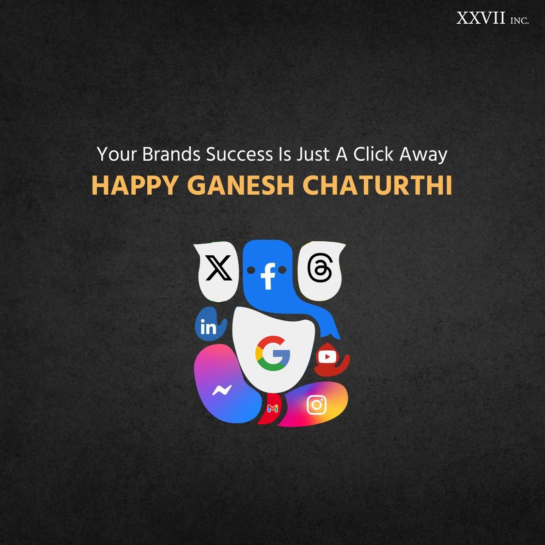 Twenty7Inc's tweet photo. Team twenty 7 inc extends our heartfelt wishes for a joyful and prosperous Ganesh Chaturthi. May your life be abundantly blessed by Lord Ganesha.
.
.
.
#ganeshchaturthi #lordganesh #PR #PRcompany #prcommunication #brands #brand #branding #google #facebook #instagood #linkedin https://t.co/UtuwIIhd7n