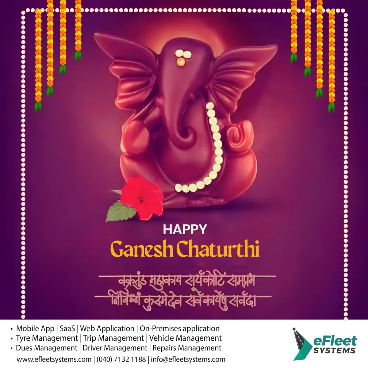 EfleetSystems's tweet photo. On this sacred day, may you find the strength to overcome all obstacles, just as Lord #Ganesha removes barriers from our path.

eFleet Systems wishes you all a prosperous #GaneshChaturthi ! 🙏

#LalbaugchaRaja #GanpatiBappaMorya #रिद्धिसिद्धि #GanpatiFestival https://t.co/kxLuqkqpE2