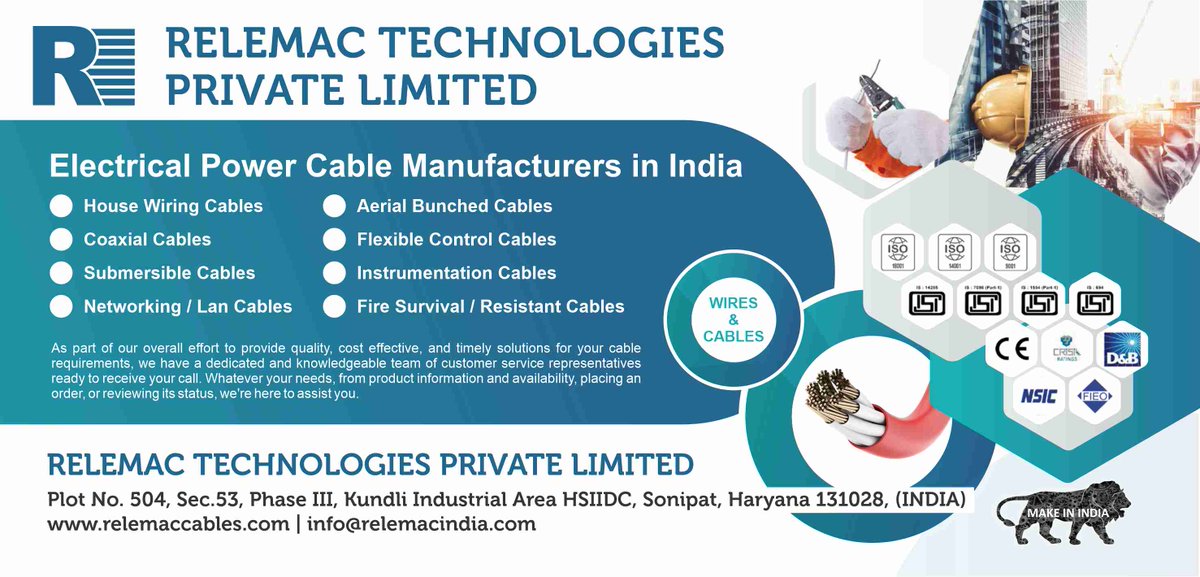 TheRelemac's tweet photo. π·π· Electrifying Innovations: The Future of Wire & Cable Manufacturing Unveiled! π·π·
#relemac
#relemaccables
#relemactech
#relemacindia
https://t.co/tB0RY23god https://t.co/bebCDiqSvV