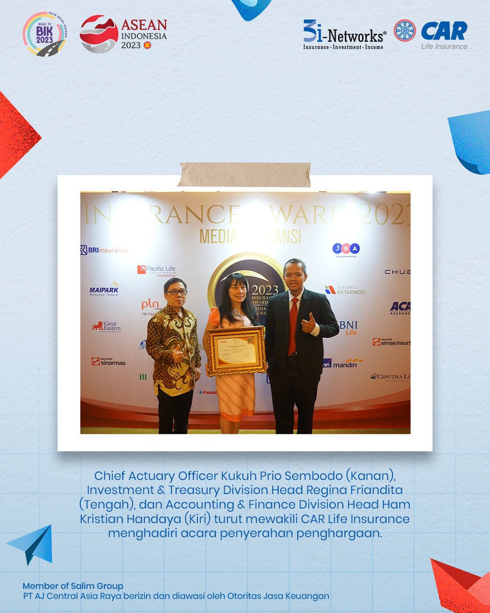 CARLife_ID's tweet photo. (18/09), CAR Life kembali meraih prestasi gemilang di ajang bergengsi Insurance Award 2023 Media Asuransi dengan memperoleh penghargaan Best Life Insurance 2023 Kelompok Ekuitas Rp1,25 Triliun - Rp4 Triliun #insuranceaward #bestlifeinsurance #carlifeinsurance #semakinbaik https://t.co/iSTMVlMFju