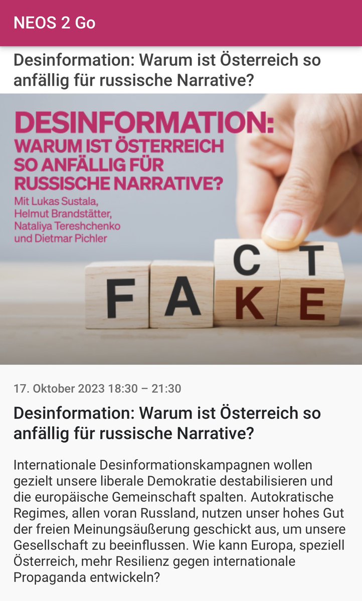 Liebe alle💕, am 17. Oktober lade ich Euch gerne zur Podiumsduskussion von NEOS <a href="/neos_eu/">NEOS - Die Reformkraft</a> ein, wo ich sprechen werde. 

Anmeldung bis 13. Oktober hier: wien.neos.eu/mitmachen/even…