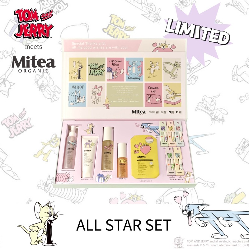 TomAndJerry_JP's tweet photo. ／
TOM＆JERRY
meets Mitea ORGANIC🍃
＼

#トムとジェリー の遊び心溢れる名シーンの数々が
#ミティアオーガニック コスメのスペシャルパッケージに✨
全10アイテムが全て詰まった今だけの超豪華＜オールスターセット＞の予約販売がスタート❗️

#トムジェリ

#コスメキッチン WEB STOREで✅