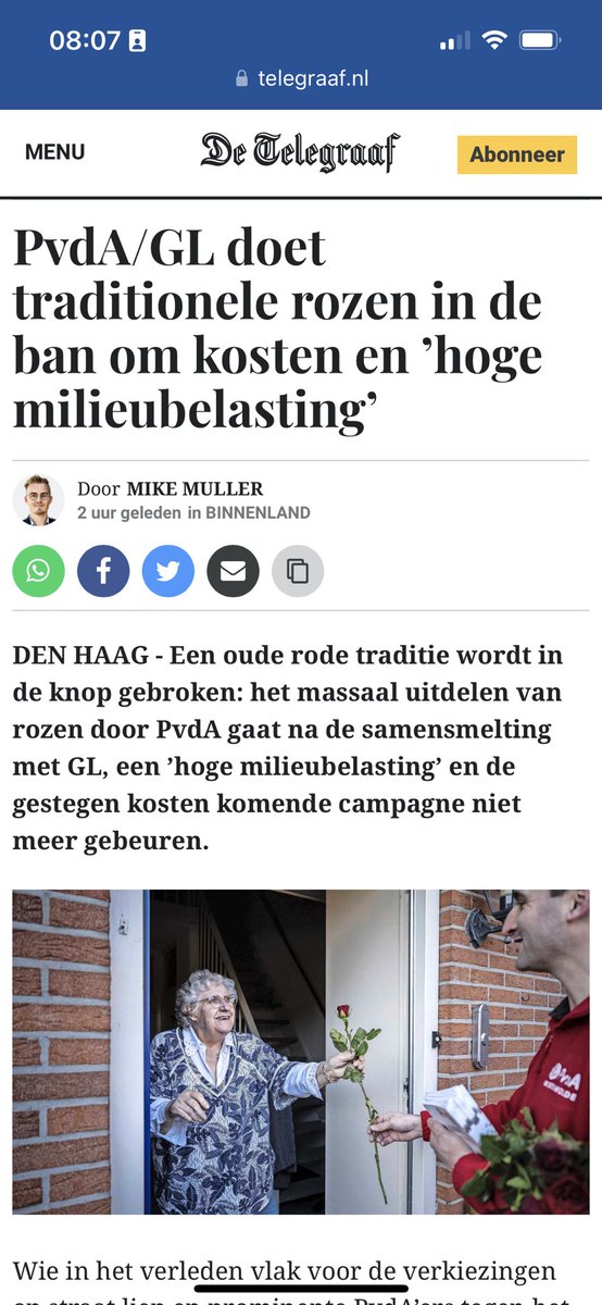 Wat weer een …. <a href="/PvdA/">Partij van de Arbeid</a> @d66 <a href="/GLPvdA_EK/">GroenLinks-PvdA in de Eerste Kamer</a> 🌹🌹🌹Echt groen zijn is biologische en zelfs eetbare top <a href="/nederland/">Nederland</a> se #rozen uitdelen…