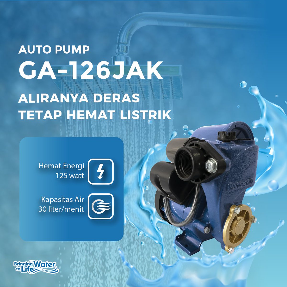 IDPanasonic's tweet photo. Salah satu pompa sumur dangkal Panasonic yang aliranya kenceng tapi listriknya tetep hemat!! GA-126JAK ini gak berisik dan sudah double coating.

#IAQsolutions #IDPanasonic #bringingwatertolife #panasonicpompaair #pompaair #autopump #pompairsumurdangkal #LiveYourBest https://t.co/K0QQvV8CSh