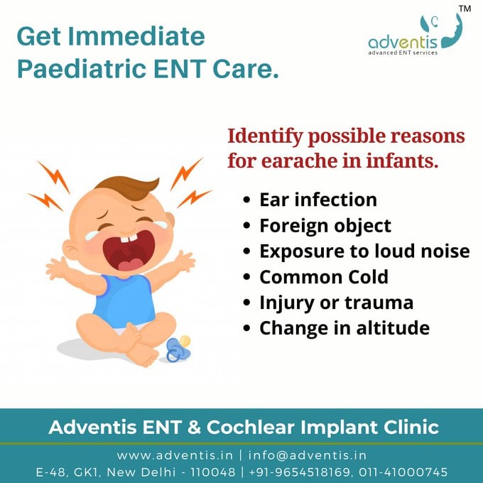 Adventisdelhi's tweet image. EarInfection in babies is very common but babies are unable to convey the reason for their discomfort. Get immediate Paediatric ENT care if your baby shows any signs of ear👂 infection, ear discharge, or decreased hearing.
bit.ly/3i8h9Ew
 #AdventisENT #paediatricent