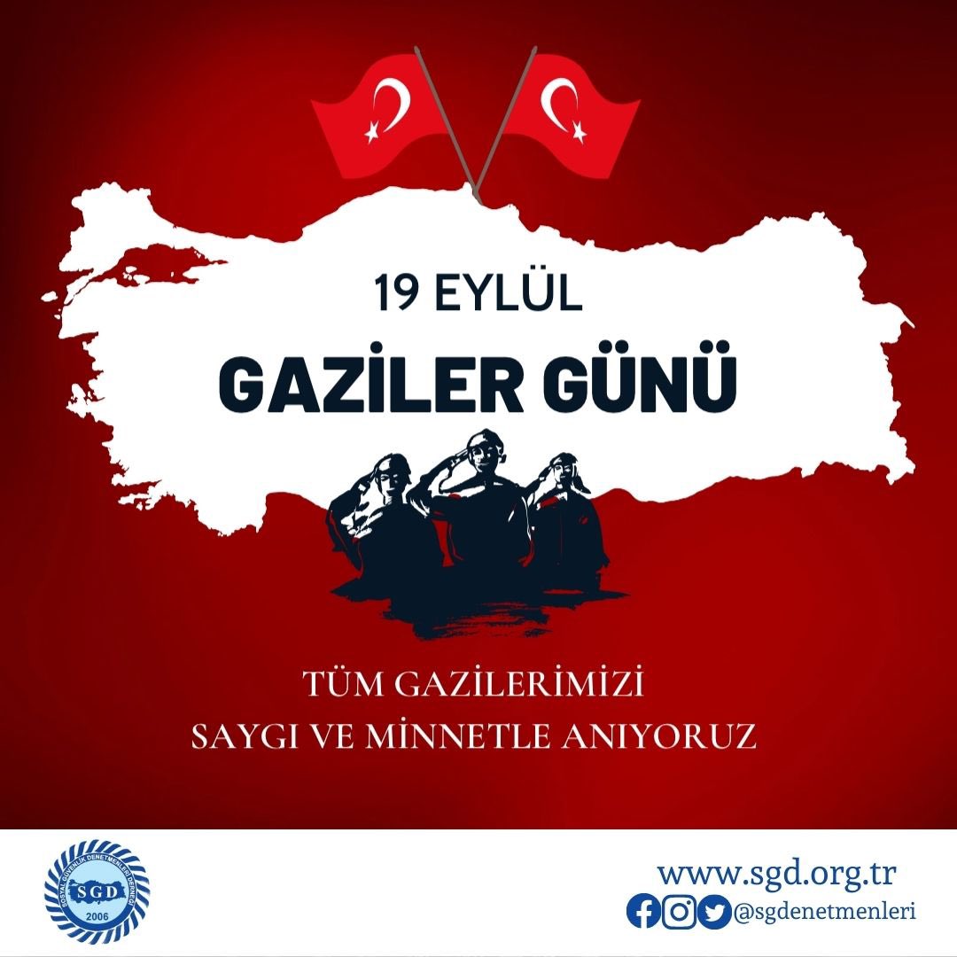 Sosyal Güvenlik Denetmenleri Derneği olarak, vatan ve millet uğruna canlarını hiçe sayan ve gazilik şerefine ulaşan tüm kahramanlarımızı şükranla yâd ediyor, ebediyete intikal eden gazilerimize Allah’tan rahmet diliyoruz. #GazilerGünü #SosyalGüvenlikDenetmenleri