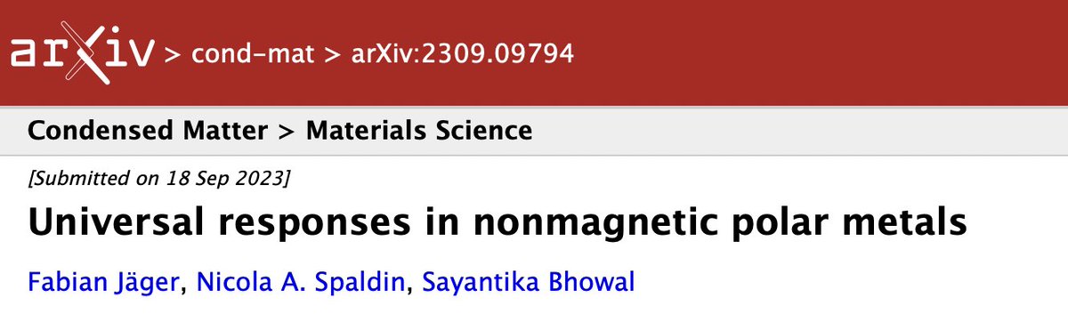 The Non-Linear Hall and Kinetic Magnetoelectric Effects are universal to all polar metals, which they can be used to characterize. Fabian and Sayantika's preprint just posted: arxiv.org/abs/2309.09794