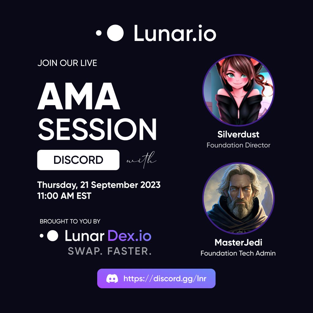 We are holding another <a href="/LNR/">Lunar Foundation</a> discord #AMA on Thursday at 11 am EST. discord.gg/lnr

Don't miss a great opportunity to get your questions answered.
