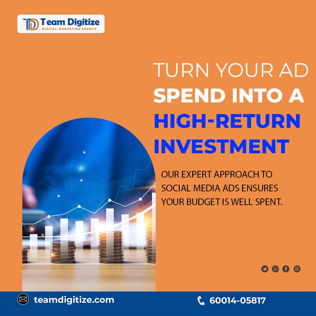 TDigitize's tweet image. Transforming Ad Spend into ROI: Our Expert Social Media Approach Makes Every Dollar Count.
#teamdigitize #SocialMediaAds
#AdSpend
#ROI
#ExpertApproach
#BudgetWellSpent #HighReturnInvestment
#SocialMediaMarketing
#DigitalMarketing
#MarketingTips
#BusinessGrowth