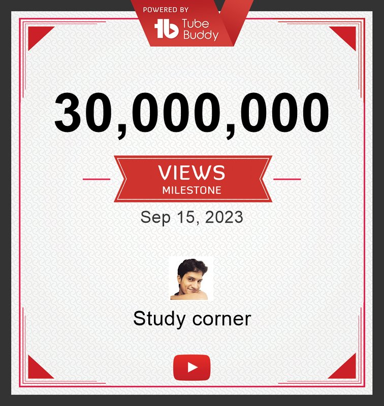 studycornergk's tweet photo. I’m so grateful for reaching 3 crore views on my #YouTube channel @studycornergk! 🙏 Thank you to all my viewers for your support and feedback. You are the best! ❤️

@YouTube and @TubeBuddy, You rock! 🙌
#StudyCorner #Education #YouTuber #educon #tubebuddy #youtubeindia https://t.co/2ji1mudfBi