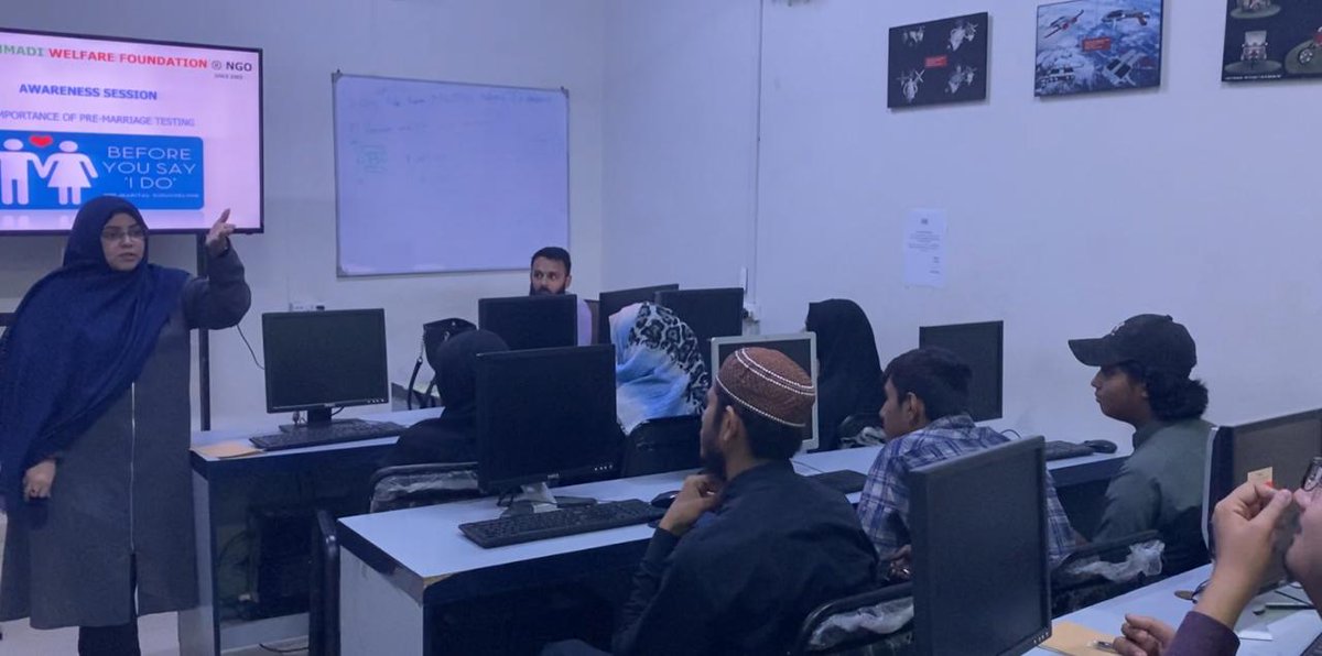NgoMuhammadi's tweet photo. The Muhammadi Welfare Foundation conducted an awareness session at Arena IIchundrigar. Project Coordinator Sammar Fatima &amp; Medical Officer Dr. Kanza Panhwar also gave a presentation to the students and teachers of Arena Multimedia. https://t.co/CZxGX5rxZc