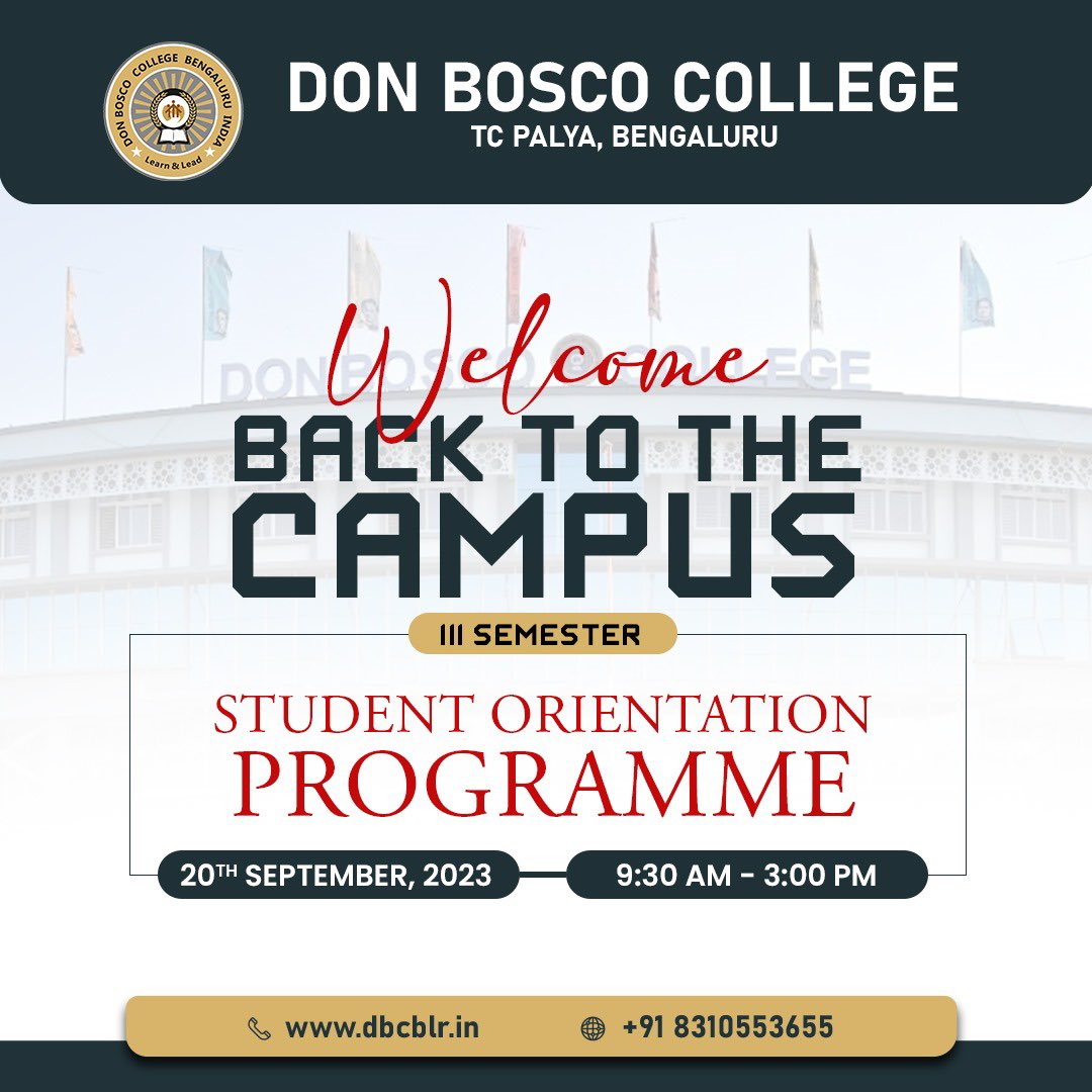 DBCblr's tweet photo. 🎓 "Returning to college after the first year – a mix of nostalgia and excitement. With each passing year you become stronger and wiser. Embrace the journey ahead with confidence. We welcome you to the orientation programme as you complete DBCBLR." 🌟 #CollegeLife #2ndyr #dbcblr https://t.co/zR7SqWgewL