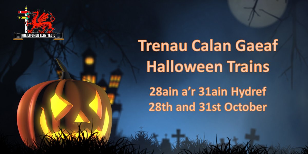 Online booking for our popular Halloween Trains on the 28th and 31st of October is now open

Visit our website at bala-lake-railway.co.uk/events/hallowe… for further information and to book your spooky adventure with us

Please book early to avoid disappointment