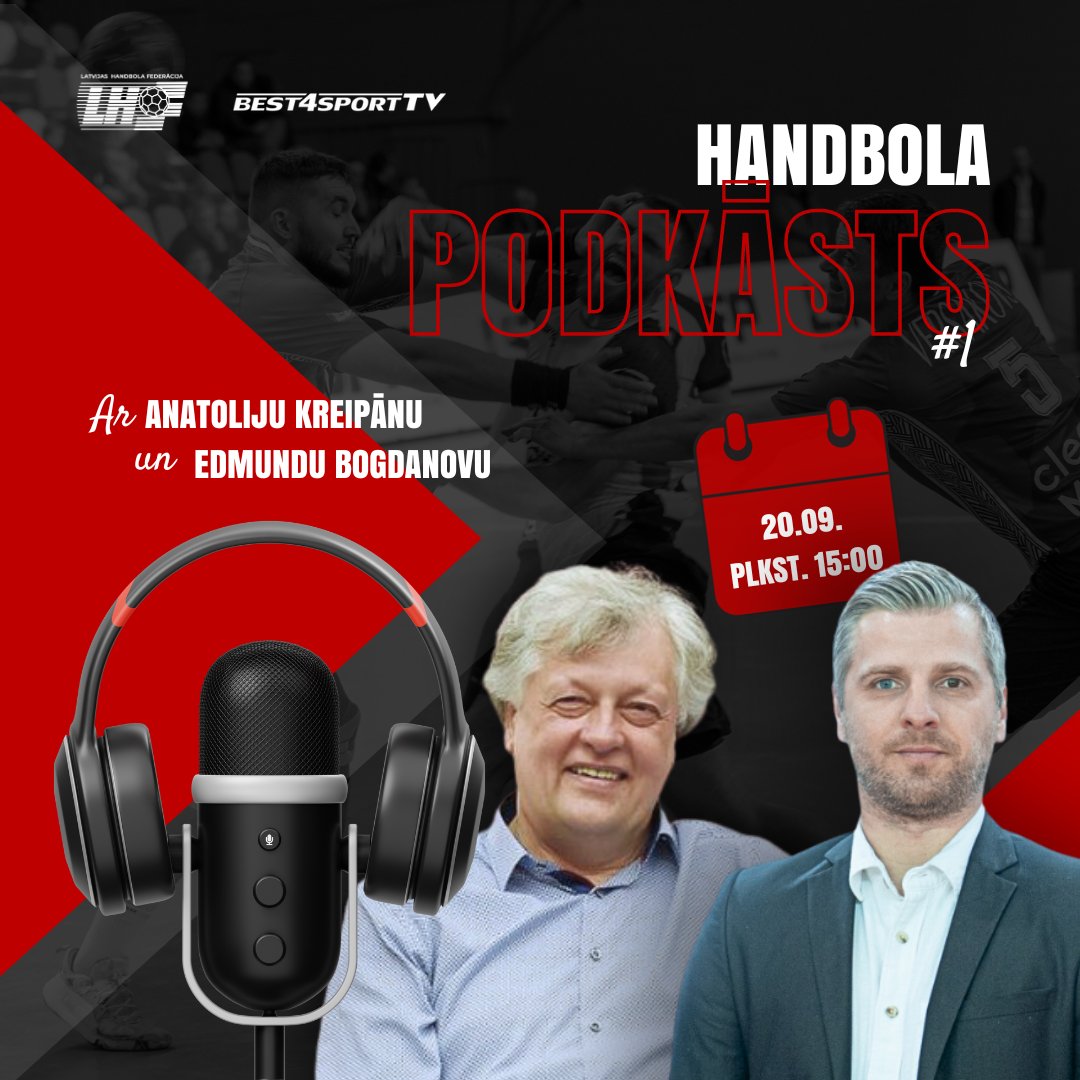 RĪT plkst. 15:00 pieslēdzies📺Best4Sport.TV kanālā #HandbolaPodkāsts 3. sezonas 1. epizodei 💥

Uz tikšanos!✌️