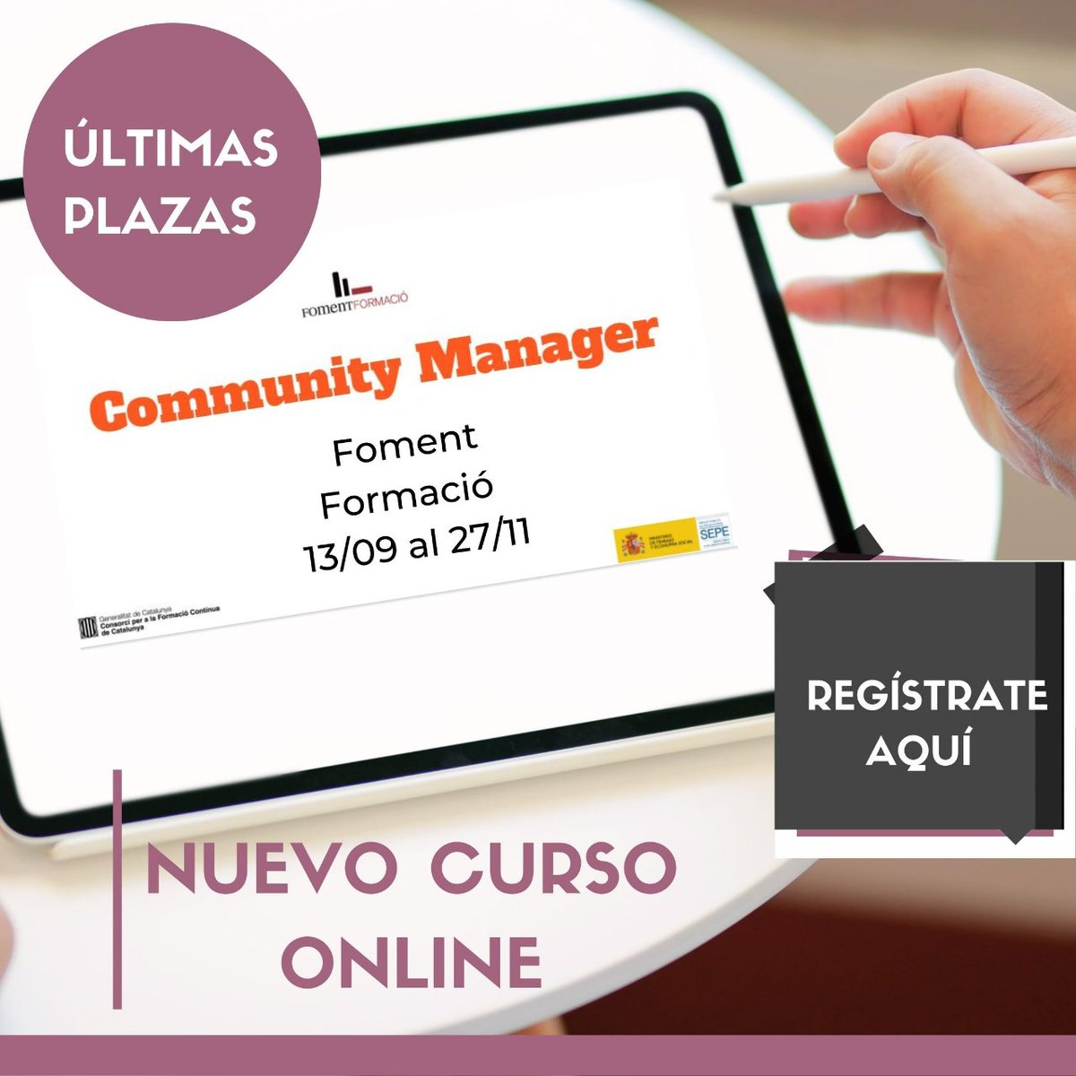 🛑últimas plazas disponibles🛑
Curso Online #COMMUNITYMANAGER a tu ritmo 💯subvencionado
REGISTRO
👇
bit.ly/3EpKMhp

#felizmartes #redessociales