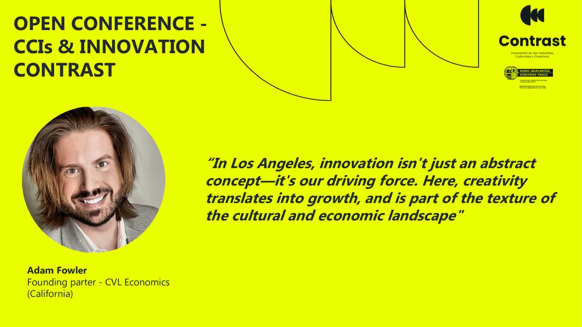 CCIs_CONTRAST's tweet photo. California will be represented at the Open Conference by @adamjfowler, Founding Partner at CVL Economics!

We are delighted to have him with us to talk about the cultural and innovative ecosystem of his region.

 #growth #innovation #CONTRAST https://t.co/F5aSGXmrmx