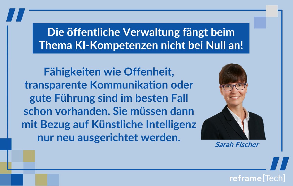 reframe_tech's tweet photo. #KI-Kompetenzen? Was verbirgt sich dahinter? In unserer neuen Studie geben @CatakliDerya und @gloptimist einen Überblick über relevante KI-Kompetenzen in der #Verwaltung. Die sind vielfältiger als nur IT-Wissen, deshalb sind einige Grundlagen  schon da. https://t.co/JeTgA0lZJ8 https://t.co/tJXwkw3Jh0