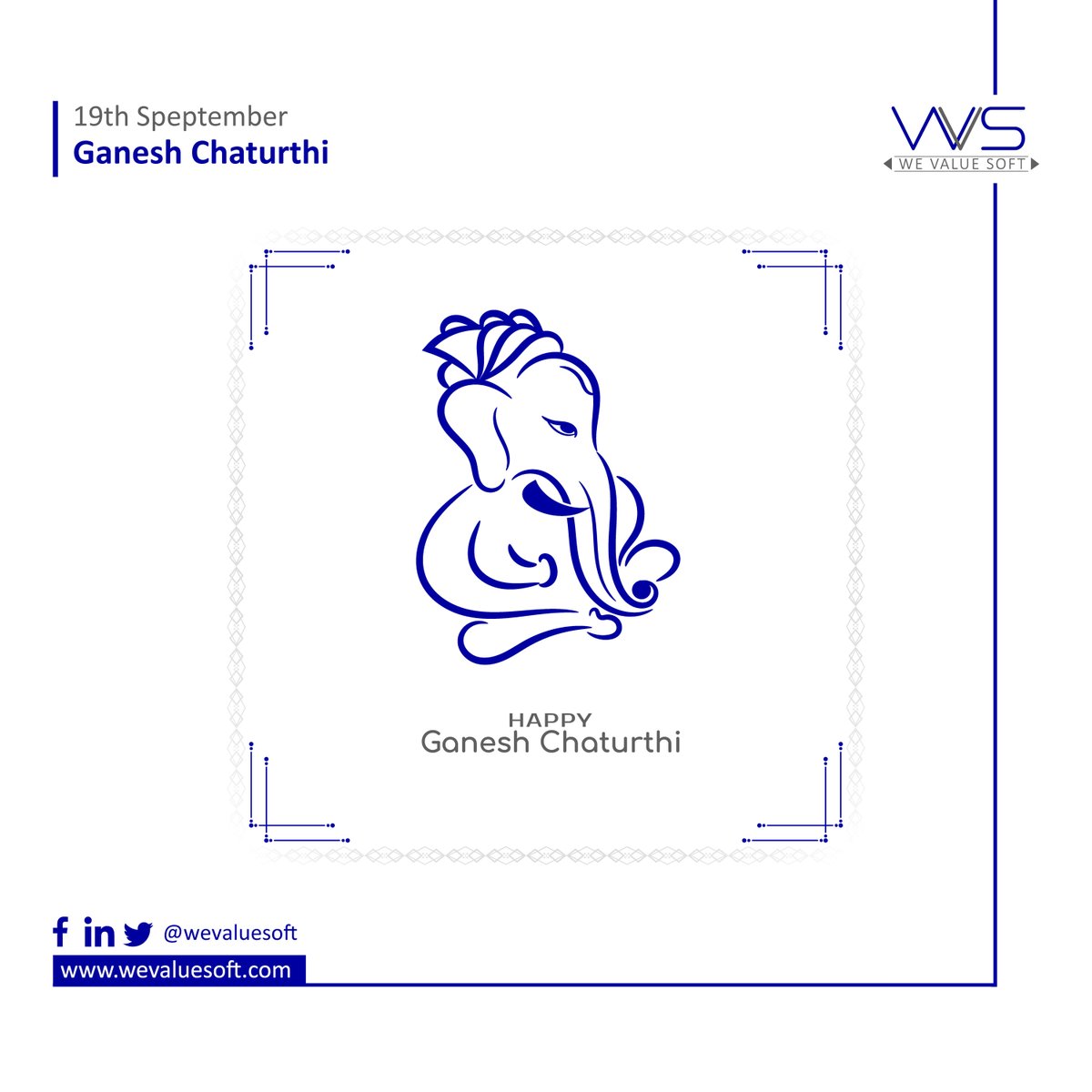 WeValueSoft's tweet photo. Ganesh Chaturthi is a time to celebrate and rejoice. May Lord Ganesha fill our lives with happiness, prosperity, and good health. Ganpati Bappa Morya!

#GaneshChaturthi
#GanpatiBappaMorya
#Ganesh #Bappa
#GanpatiBappa
#LordGanesha
#Ganeshotsav
#HinduFestival
#IndianFestival https://t.co/4Gq1hYChCB