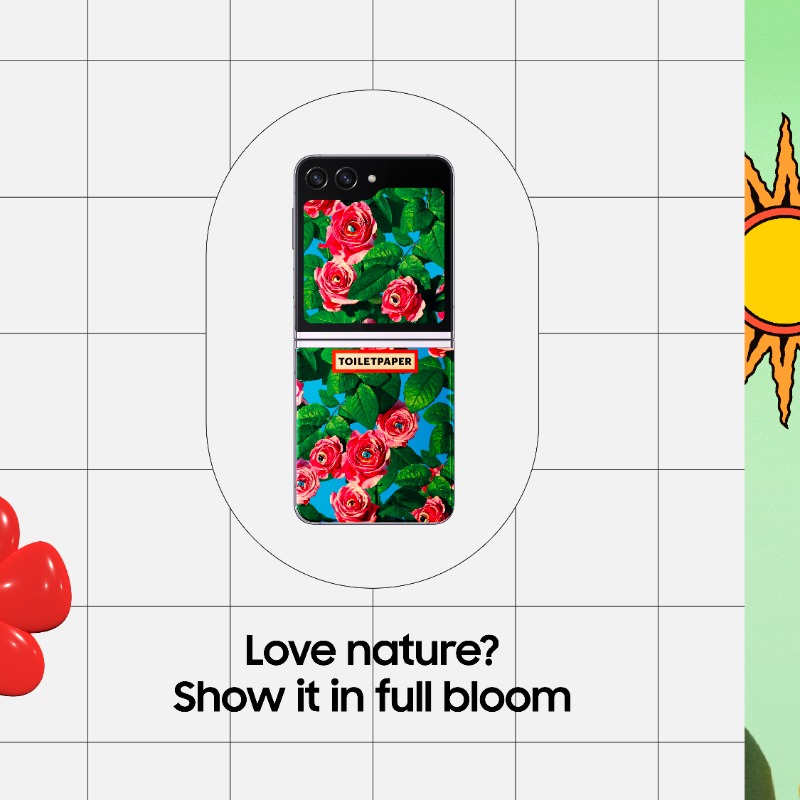 samsungID's tweet photo. Let your #GalaxyZFlip5 instantly blossom with your love for nature โ #ToiletPaper style. Start personalizing your Galaxy Z Flip5 at a Bespoke Studio near you, or visit https://t.co/1Sub1pMTT9 to learn more.
#SamsungxYou #NatureLover #BloomCore #SamsungID #JoinTheFlipSide